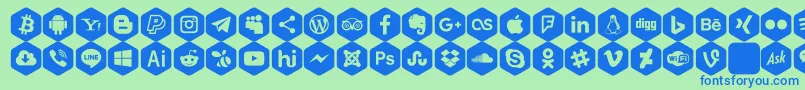 Шрифт Social Color Pro – синие шрифты на зелёном фоне