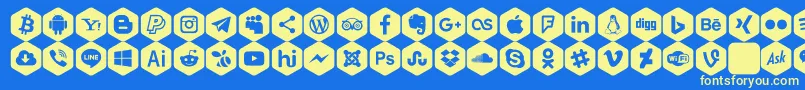 Fonte Social Color Pro – fontes amarelas em um fundo azul