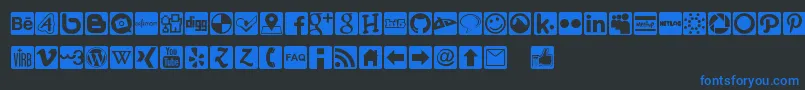 Social Icons Pro Set 1   Rounded Font – Blue Fonts on Black Background