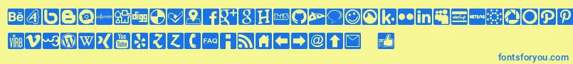 Social Icons Pro Set 1   Rounded Font – Blue Fonts on Yellow Background