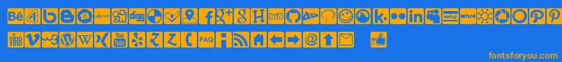 Social Icons Pro Set 1   Rounded-Schriftart – Orangefarbene Schriften auf blauem Hintergrund