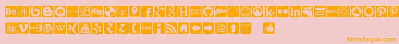 フォントSocial Icons Pro Set 1   Rounded – オレンジの文字がピンクの背景にあります。