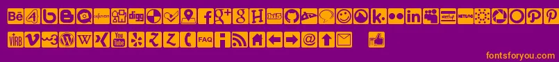 Fonte Social Icons Pro Set 1   Rounded – fontes laranjas em um fundo violeta