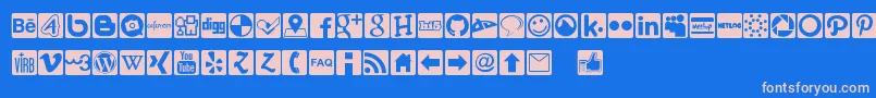 Шрифт Social Icons Pro Set 1   Rounded – розовые шрифты на синем фоне