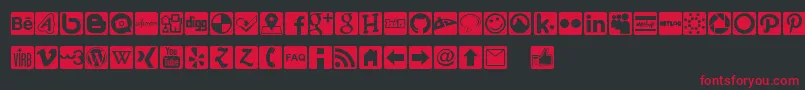 Czcionka Social Icons Pro Set 1   Rounded – czerwone czcionki na czarnym tle