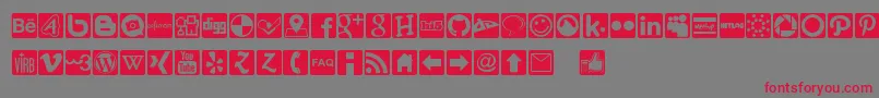 フォントSocial Icons Pro Set 1   Rounded – 赤い文字の灰色の背景