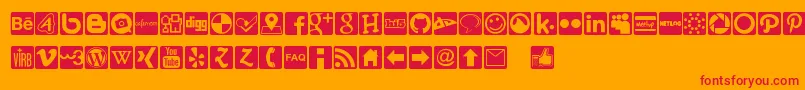 Czcionka Social Icons Pro Set 1   Rounded – czerwone czcionki na pomarańczowym tle