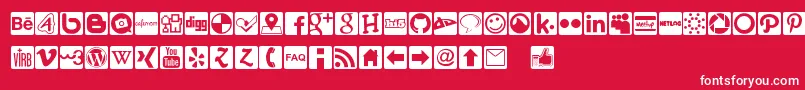 Fonte Social Icons Pro Set 1   Rounded – fontes brancas em um fundo vermelho