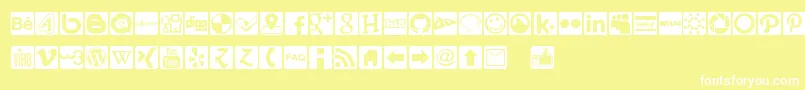 Шрифт Social Icons Pro Set 1   Rounded – белые шрифты на жёлтом фоне