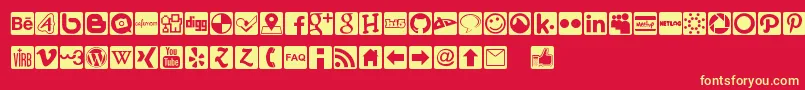 Social Icons Pro Set 1   Rounded-Schriftart – Gelbe Schriften auf rotem Hintergrund