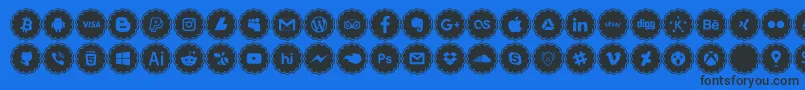 Fonte social icons – fontes pretas em um fundo azul