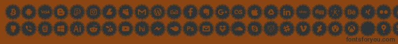 フォントsocial icons – 黒い文字が茶色の背景にあります