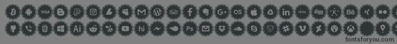 social icons-fontti – mustat fontit harmaalla taustalla