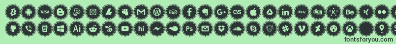 Fonte social icons – fontes pretas em um fundo verde