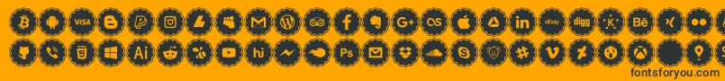 social icons Font – Black Fonts on Orange Background