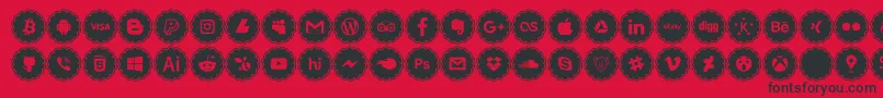 social icons Font – Black Fonts on Red Background