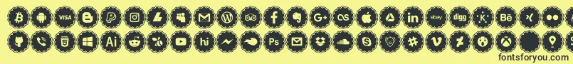 social icons-Schriftart – Schwarze Schriften auf gelbem Hintergrund