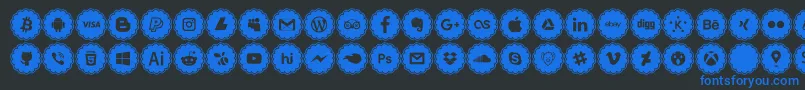 social icons-fontti – siniset fontit mustalla taustalla