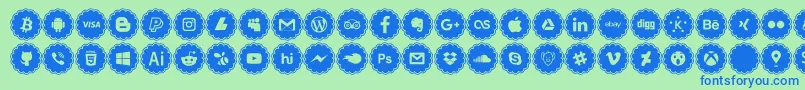 Fonte social icons – fontes azuis em um fundo verde