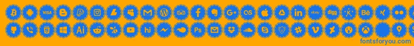 Шрифт social icons – синие шрифты на оранжевом фоне