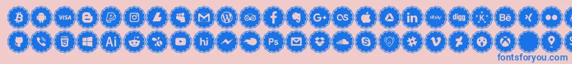 social icons Font – Blue Fonts on Pink Background