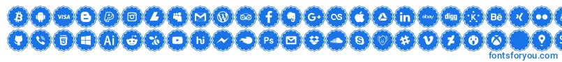 social icons Font – Blue Fonts on White Background