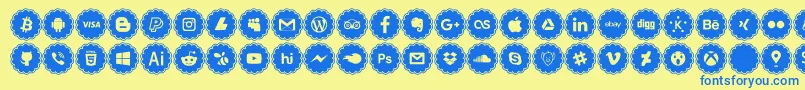 social icons-Schriftart – Blaue Schriften auf gelbem Hintergrund