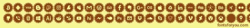 social icons Font – Brown Fonts on Yellow Background