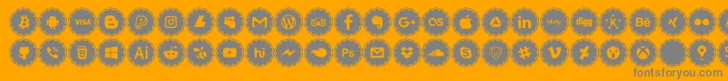 Czcionka social icons – szare czcionki na pomarańczowym tle