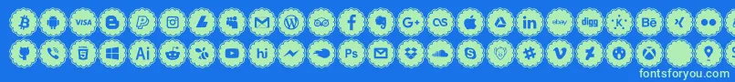 social icons Font – Green Fonts on Blue Background