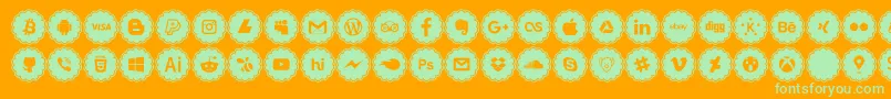 Czcionka social icons – zielone czcionki na pomarańczowym tle