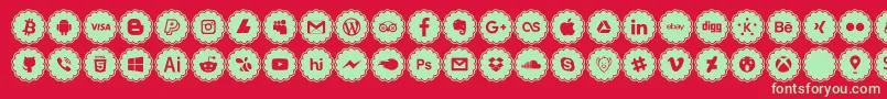 Fonte social icons – fontes verdes em um fundo vermelho