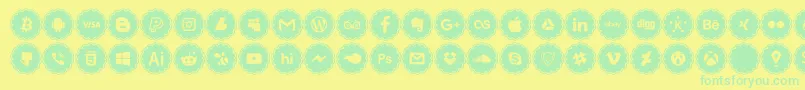 フォントsocial icons – 黄色い背景に緑の文字