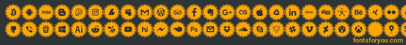 Шрифт social icons – оранжевые шрифты на чёрном фоне