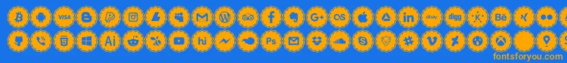 social icons-fontti – oranssit fontit sinisellä taustalla