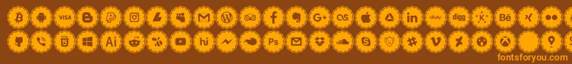 social icons-fontti – oranssit fontit ruskealla taustalla