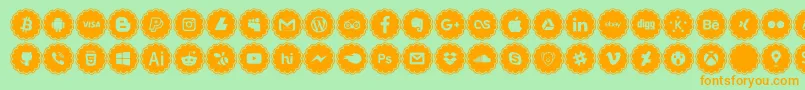 social icons-fontti – oranssit fontit vihreällä taustalla