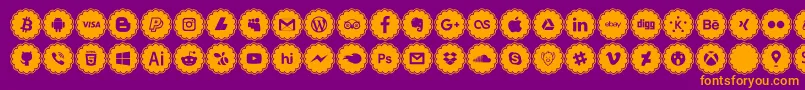 Police social icons – polices orange sur fond violet