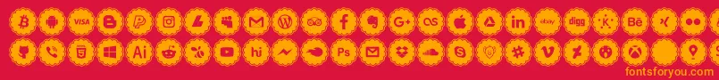 social icons Font – Orange Fonts on Red Background