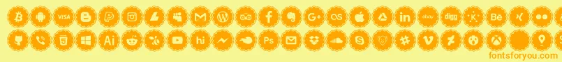 Police social icons – polices orange sur fond jaune