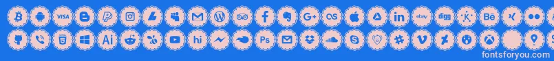 social icons-fontti – vaaleanpunaiset fontit sinisellä taustalla