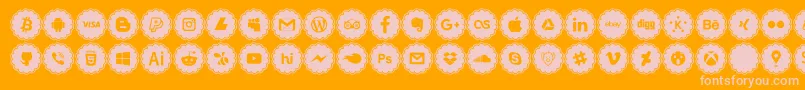 Czcionka social icons – różowe czcionki na pomarańczowym tle