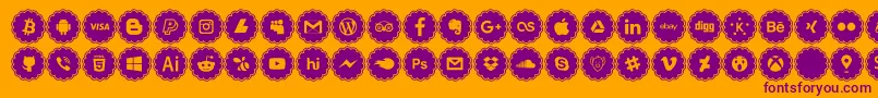 Czcionka social icons – fioletowe czcionki na pomarańczowym tle