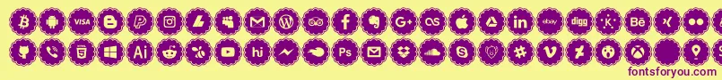 Police social icons – polices violettes sur fond jaune