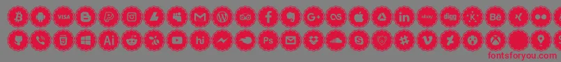 social icons-fontti – punaiset fontit harmaalla taustalla