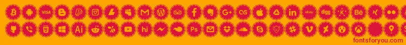 social icons-Schriftart – Rote Schriften auf orangefarbenem Hintergrund