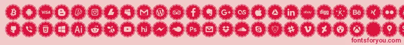 social icons-fontti – punaiset fontit vaaleanpunaisella taustalla