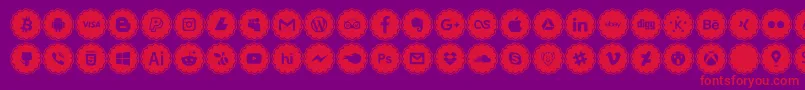 social icons Font – Red Fonts on Purple Background