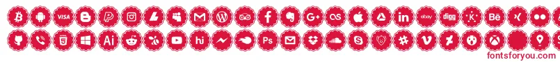 social icons-Schriftart – Rote Schriften auf weißem Hintergrund