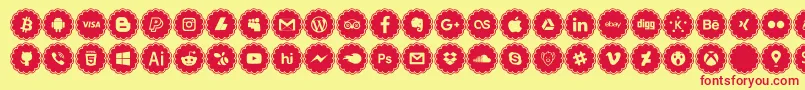 social icons Font – Red Fonts on Yellow Background